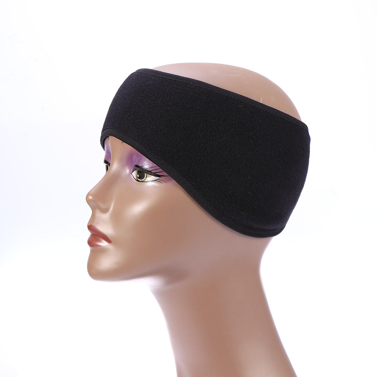 Fleece Ear Warmer Band - Ikat Kepala Penghangat Telinga Hitam Uniseks,