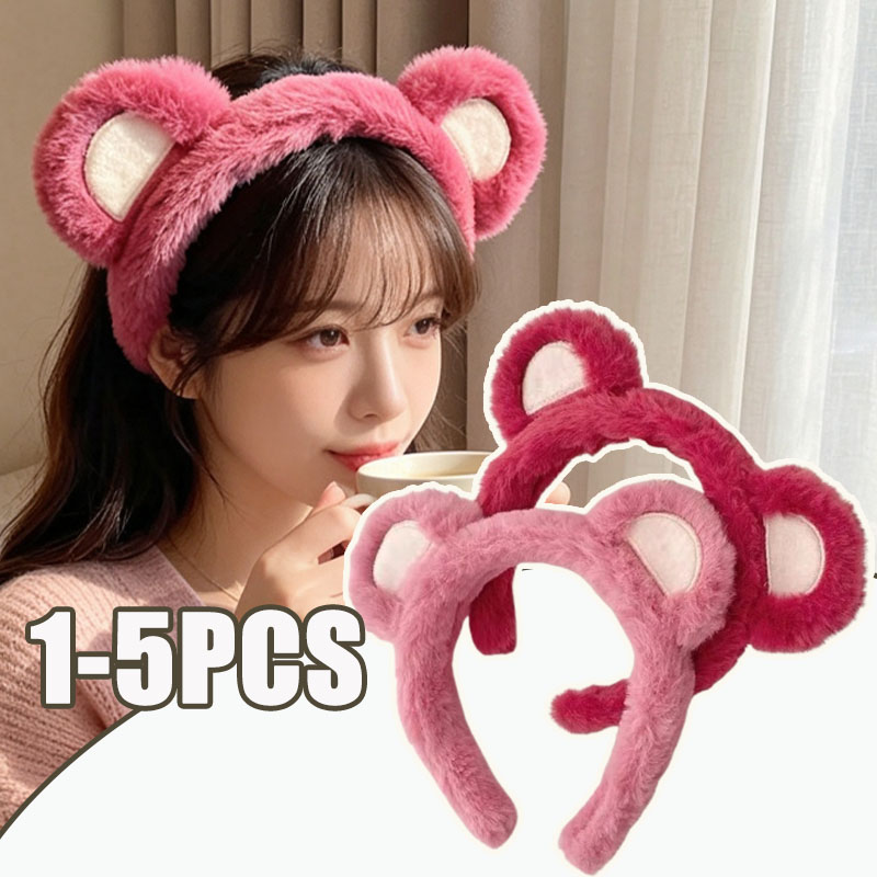 Winter Headband Fleece - 1-5PCS Bando Rambut Beruang Stroberi Lucu
