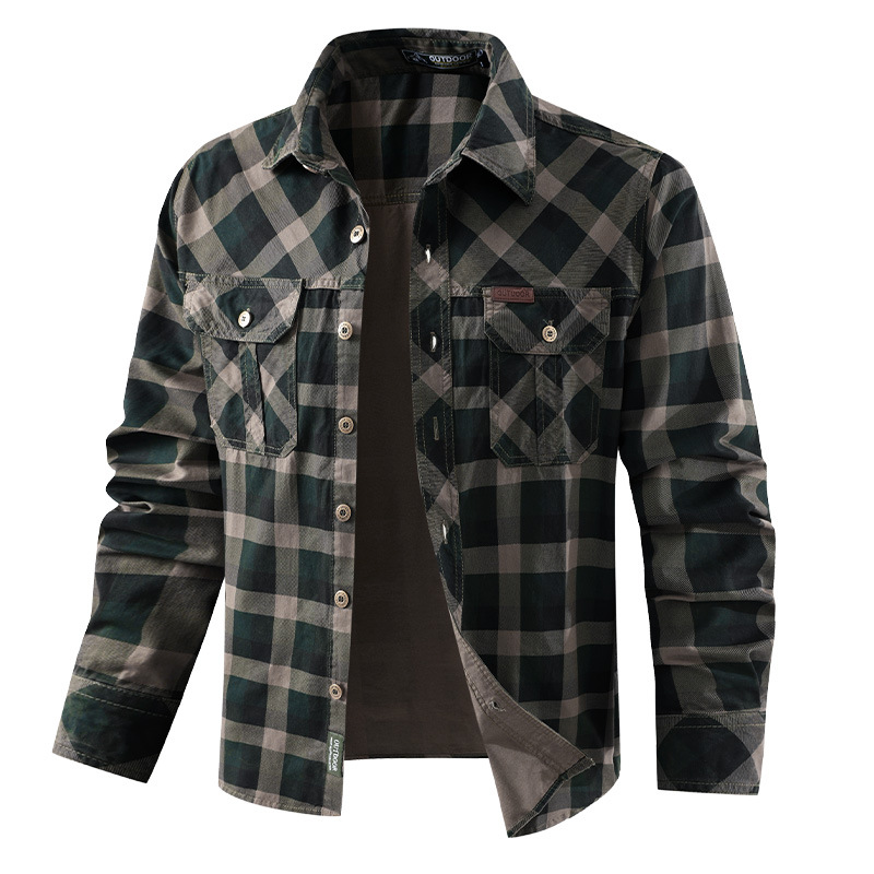 Kemeja Kasual Kotak-kotak Pria - Flannel Shirt Lined ulasan dan harga