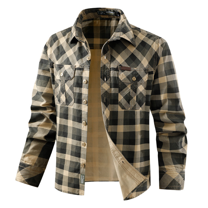 Kemeja Kasual Kotak-kotak Pria - Flannel Shirt Lined ulasan dan harga