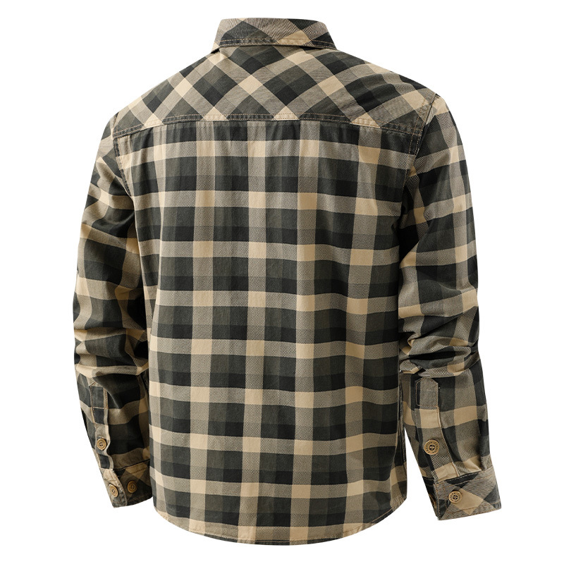Kemeja Kerja Retro Pria Motif  - Flannel Shirt Lined ulasan dan harga