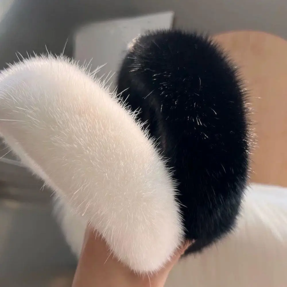 Headband Bulu Mink Warna Solid - Winter Headband Fleece ulasan dan harga
